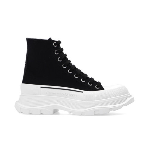 Alexander McQueen/亚历山大麦昆 厚底经典拼色 系带短筒马丁靴 女款 611706 W4MV2 1070