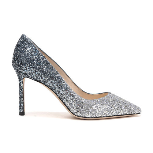Jimmy Choo/周仰杰 女鞋 ROMY 85系列 女士银蓝色渐变时尚休闲尖头高跟鞋 ROMY85BRESILVERDUSKBLU