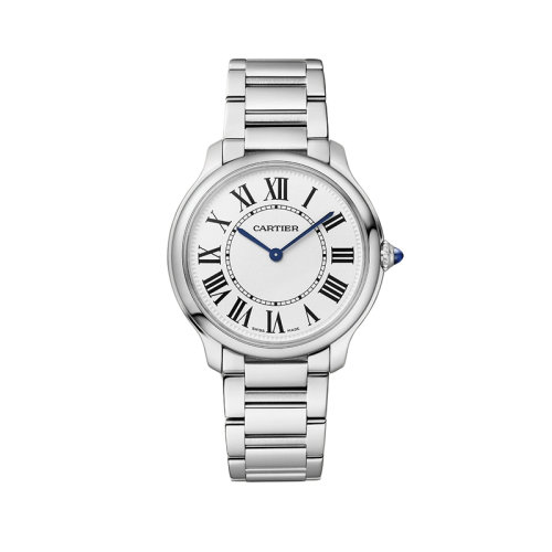 CARTIER/卡地亚 22年秋冬新款 七夕Rond系列 男女同款白色表盘石英机芯精钢表壳表带腕表36毫米WSRN0034