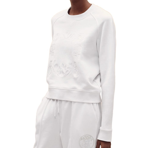 HERMES/爱马仕 22年春夏新款 女士白色纯棉刺绣抓绒运动衫卫衣H2E4609DQ9034