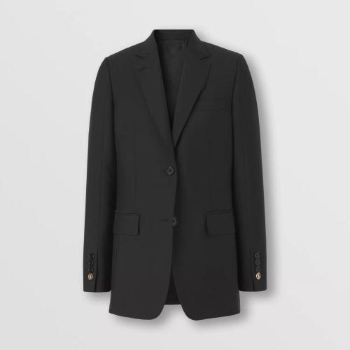 BURBERRY 22年秋冬 女士 专属标识图案马海毛羊毛混纺合身外套 80417491 预定商品1-3周发货