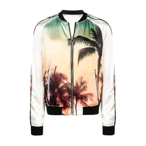 BALMAIN/巴尔曼 男装 椰子树图案 男士混色时尚拉链夹克外套 RH18878X006 AAA