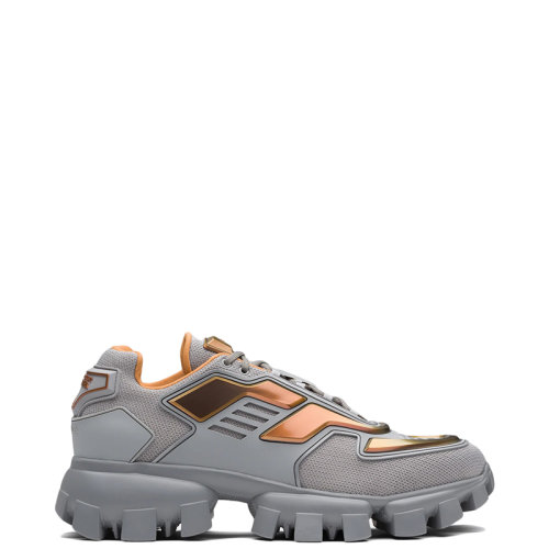 PRADA/普拉达 22年新款 Cloudbust Thunder系列 男士灰白钢色/金色针织织物材质系带运动鞋2EG293_3LA8_F0276