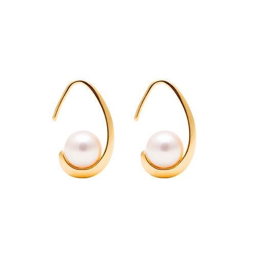 GeleiStory/GeleiStory几何气质款珍珠耳钉925银镀金淡水珍珠防过敏珍珠耳环女