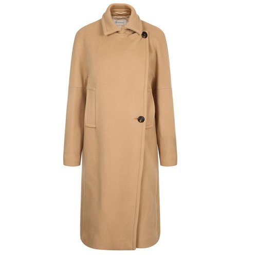 SPORTMAX 卡其色斜门襟 玳瑁色两粒扣女士大衣 20160283600 10762 VELETTA001