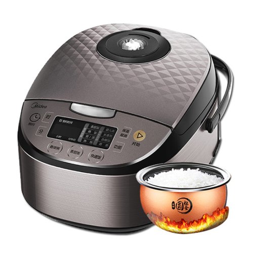 Midea/美的 电饭煲家用4L 涡轮除泡防溢锅金属拉丝机身匠铜圆灶釜MB-RS4057-(4L)