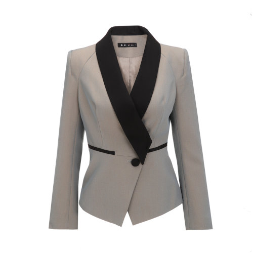 bifu by xingchen/彼伏军绿黑领修身羊毛西装外套女士西服套装