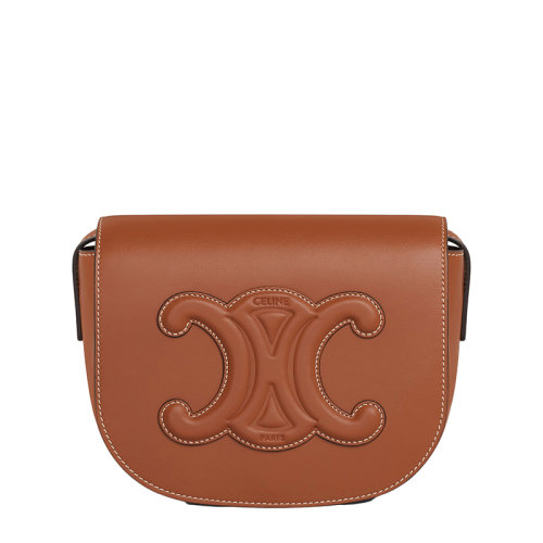 CELINE/赛琳 FOLCO CUIR TRIOMPH系列 女士棕褐色光滑小牛皮斜挎单肩手拿包198263DU3.04LU