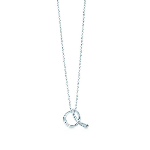 Tiffany & Co./蒂芙尼  Elsa Peretti系列 纯银镶嵌钻石A字母吊坠项链项链 26031958