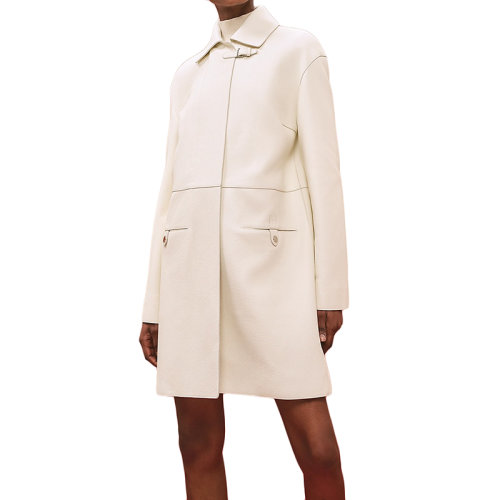 HERMES/爱马仕 22年秋冬新款 女士白色柔软鹿皮大衣外套皮衣H2H1117D09134